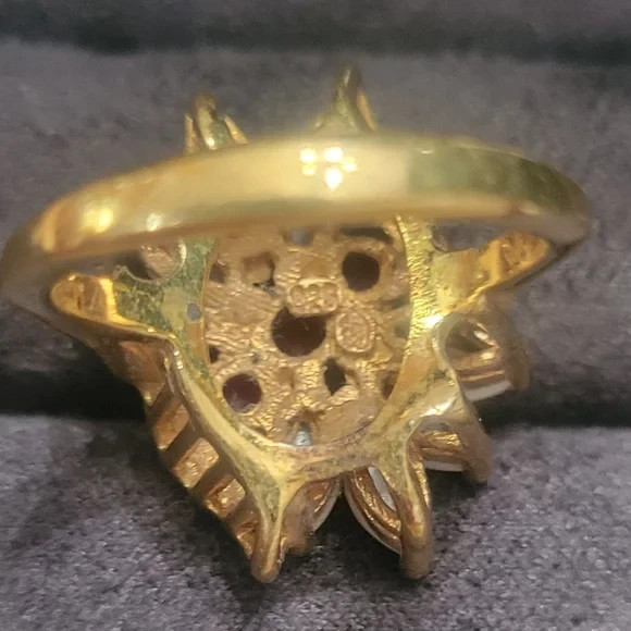 Ruby and Opal Floral Cocktail Ring - image 3