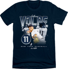 Official In The Clutch Anthony Volpe Retro 90's MLBPA Baseball Player Tee Navy