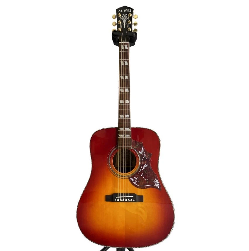 Factory D45 Acoustic guitar Spruce Top Rosewood Flame Maple Back EQ Cherry Burst - Image 3 of 4