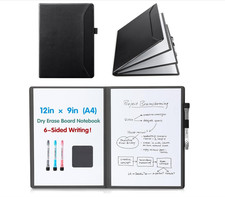 6 Sides Portable White Board 12x9 inch Notebook Design Dry Erase Small Board