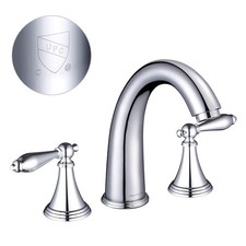 Widespread Sink Faucet 3 Hole 2 Handle Mixer Tap Solid Brass Polished Bathroom