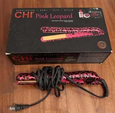 CHI Flat Iron MODEL GF6818 1'' Straightener Pink & Black Leopard With Box