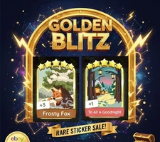 💫Monopoly Go Stickers Golden Blitz 5⭐ Frosty Fox S17 & To All A Goodnight S22