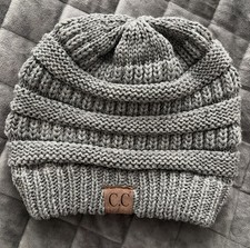 NWOT CC Winter Beanie Knit Thick Cap Hat Unisex Men  Women Solid Color - Gray