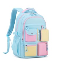 Blue Kids Backpack Girls Elementary School Multiple Pockets Fits Ages 610