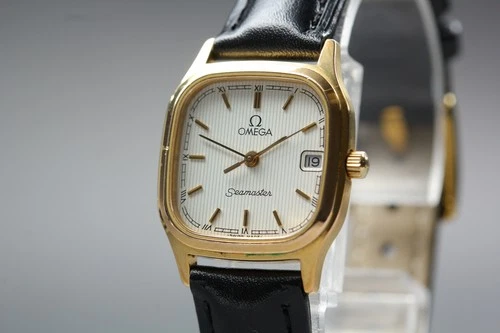 Vintage 1983 OMEGA Seamaster Quartz Date Square Gold Tone Ladies [Near Mint]