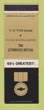 Matchbook Cover - 1968 Chevrolet Taylor Snow Hill NC