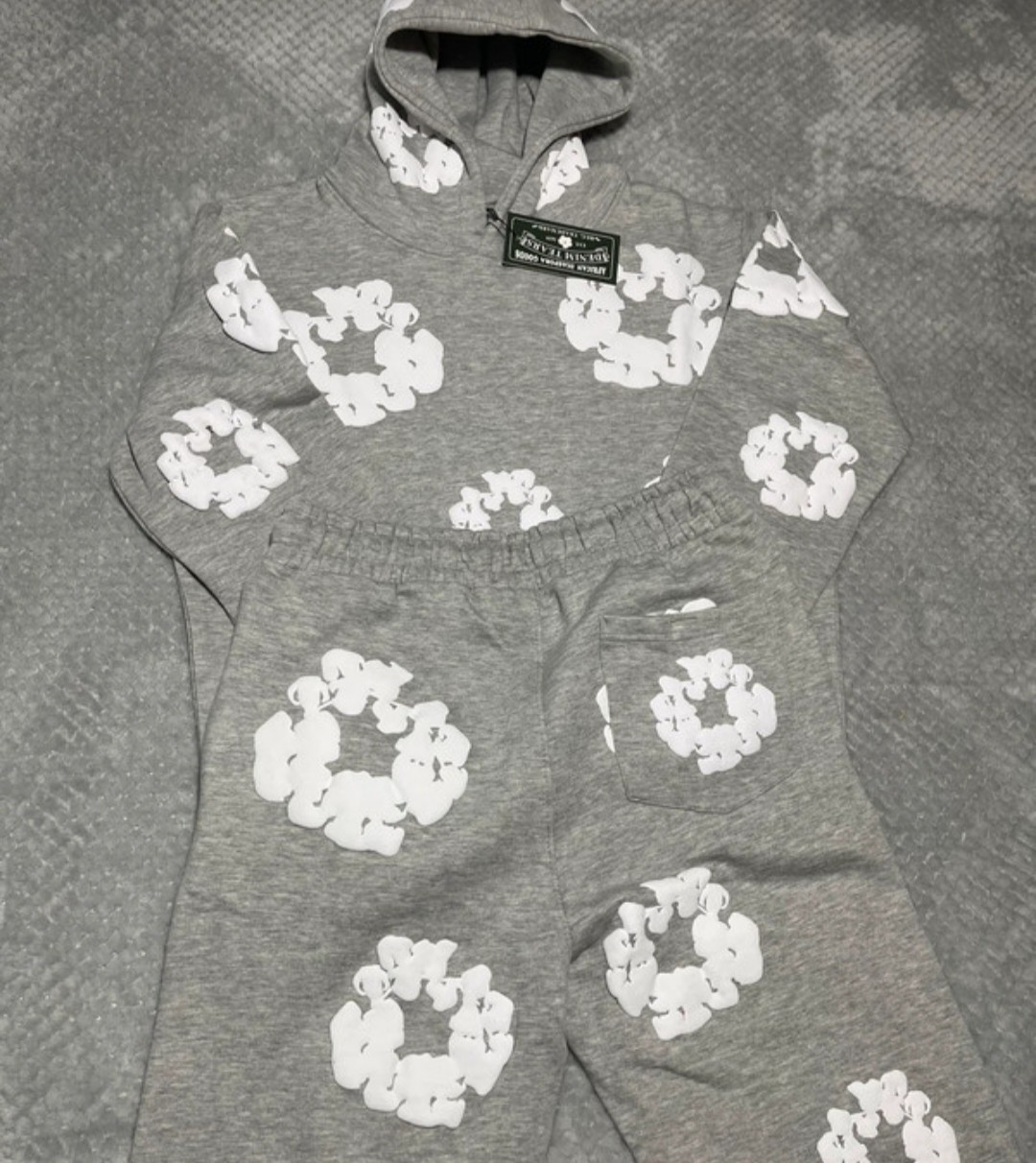 Denim Tears Grey With White Flower Tracksuit Set - XL image 3