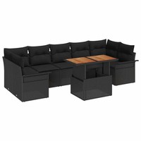 Garten Sofa Set 8-Teilig Mit Kissen Schwarz Outdoor Terrasse Balkon