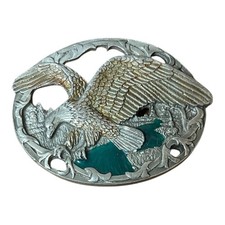 Flying Eagle Belt Buckle USA Made Silver Excellent C J Vintage 1990s
