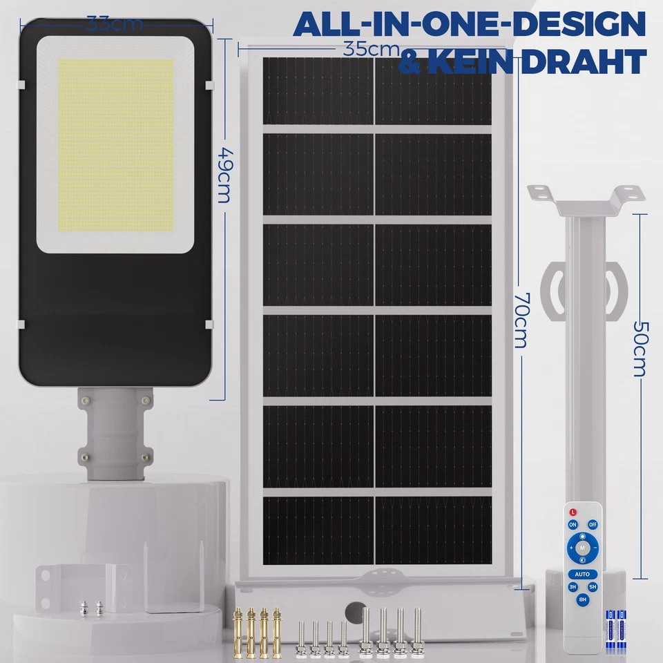 20000 LM Straßenlampe LED Solar Straßenlaterne Solarleuchte Außenleuchte Garten - Bild 3 von 4