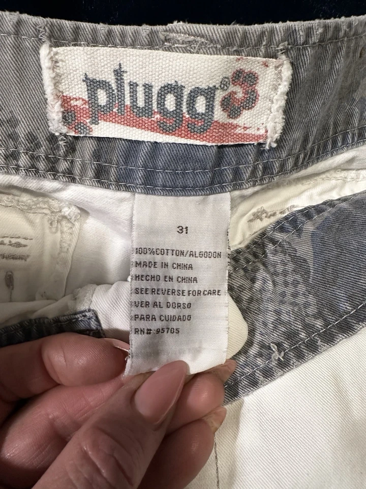 Shorts Plugg Cargo Masculino Skatista Thrashed Grunge Anos 90 Branco Tamanho 31 - Imagem 3 de 4