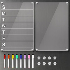 Acrylic Magnetic Weekly Meal Planner Set with Dry Erase Board and Markers