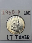 1950 Franklin Silver Half Dollar UNC LT TONER 90%