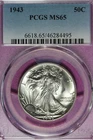 1943 PCGS MS65 WALKING LIBERTY HALF DOLLAR #B52340