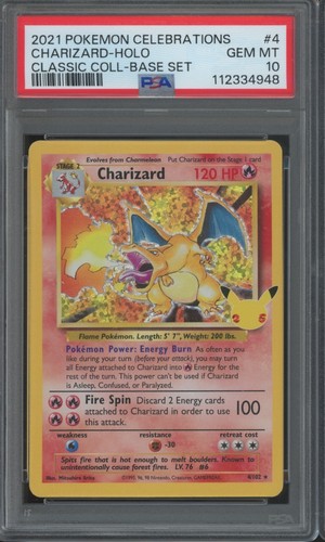 2021 Pokemon Celebrations Classic Collection Holo #4 Charizard Gem Mint PSA 10