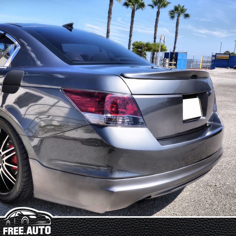 Fits 08-10 Honda Accord Rear Bumper Lip MUG Style Unpainted Black Spoiler PU