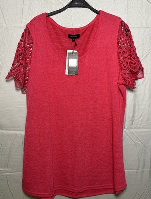 91The Limited Womens Knit Top Parker Lace short Sleeve Size XXL