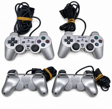 Genuine Pair of Sony DualShock 2 PS2 PlayStation 2 Controller Silver Wired