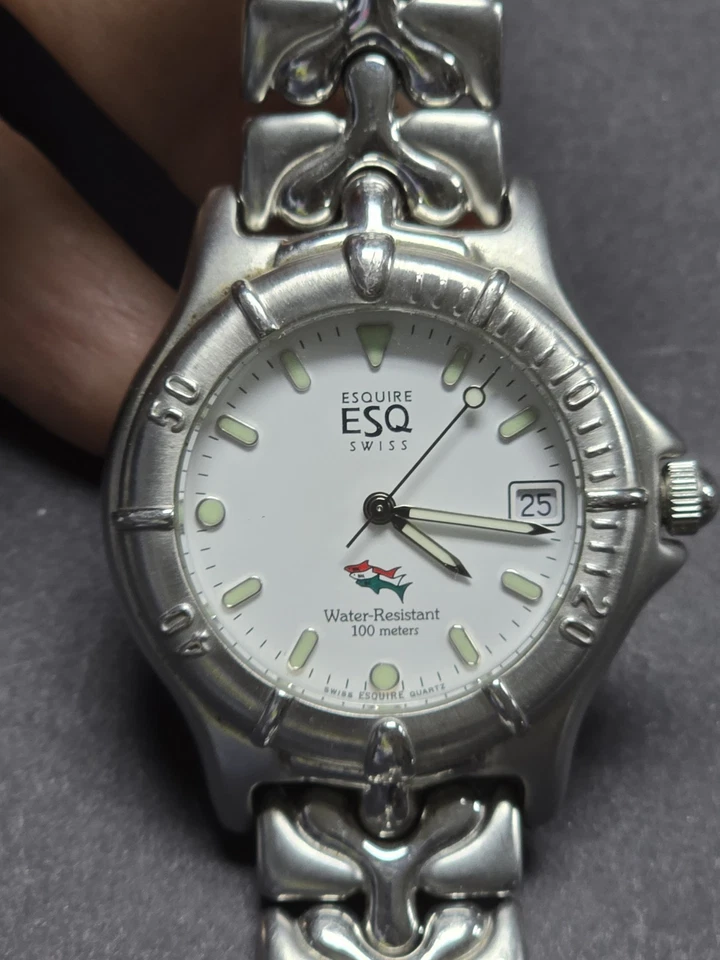 Movado Swiss Esq Морская Рыба Дата Циферблат.Атласный и Высокий Полированный Лента. - Изображение 3 из 4