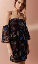 Urban Outfitters Off Shoulder Mini Dress Embroidered Floral Sequin Med Party Y2K