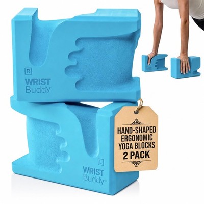 WRISTBuddy  Yoga Blocks 2 Pack, High Density Non-Slip, Hand-Shaped Design |