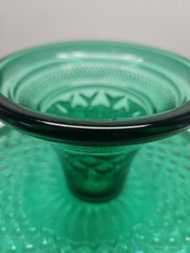 VTG Anchor Hocking Wexford Emerald Green Cake Plate Stand Footed Diamond 12” - Picture 10 of 11