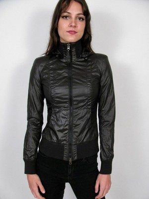 MACKAGE JACKET BLACK LIGHTWEIGHT WINDBREAKER HOODED BOMBER RAIN PACKABLE COAT~S