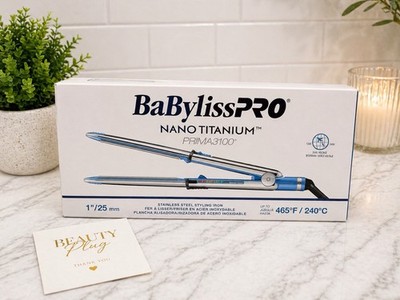 BaByliss PRO PRIMA3100 Nano Titanium Flat Iron 1''/25mm Dual Voltage 465°F