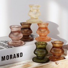 WDHODEC Glass Candlestick Holders 12PCS Taper Candle Holders for Table Centerpie