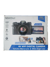 Vivitar VECXX101 4K 20MP HD Digital Camera Black New Open Box Macro/Wide Lens