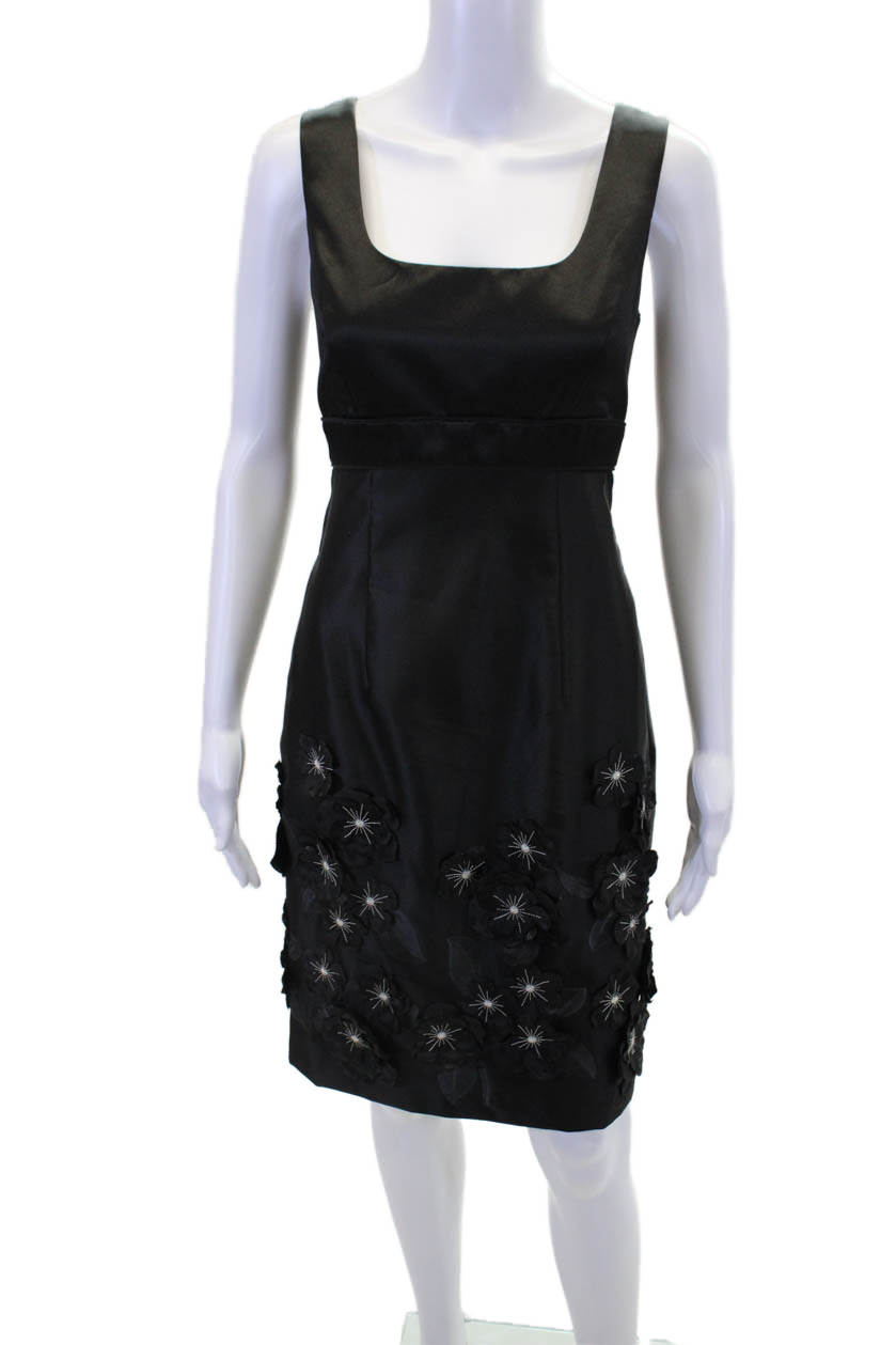 Chetta B Womens Embroidered Floral Applique Cocktail mini Dress Black Size 4Free Shipping in US $100+ Orders | $6.95 Orders Below