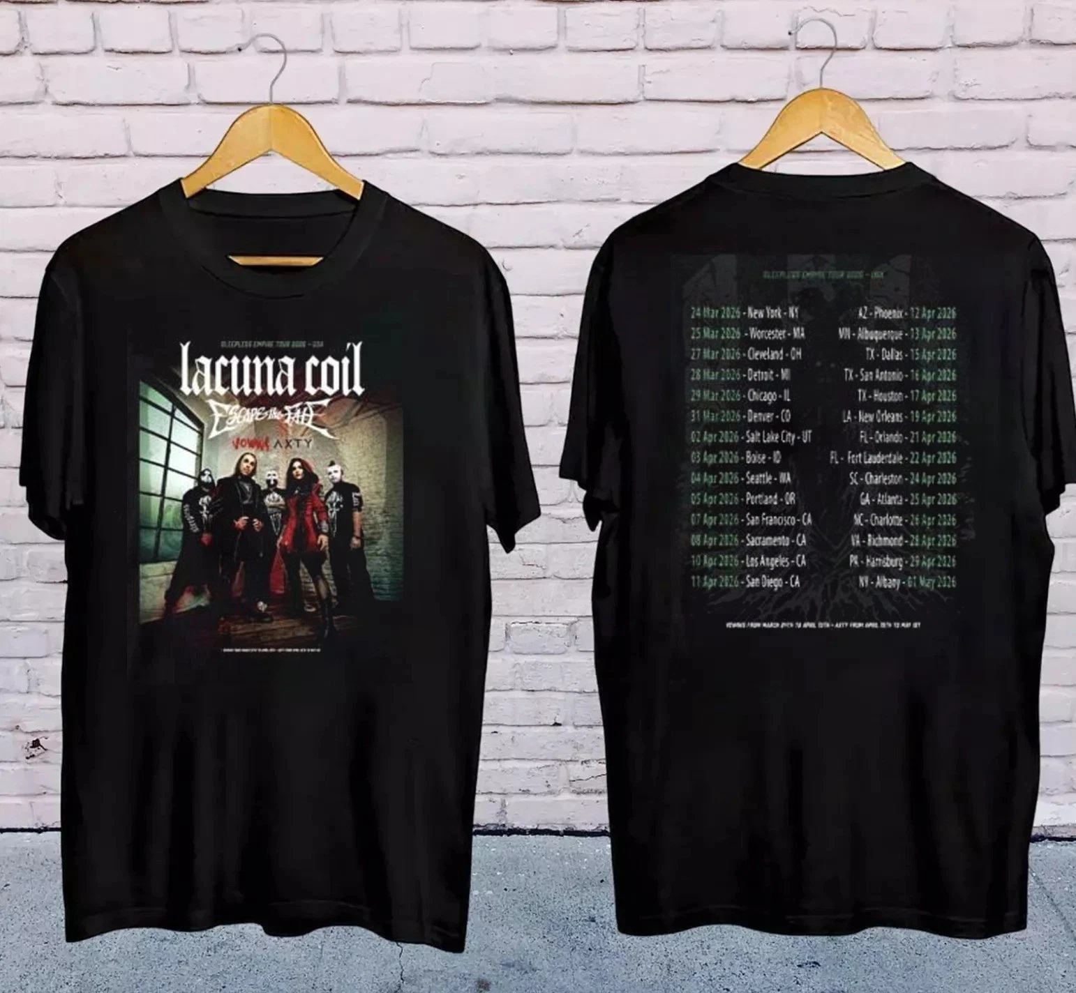 Lacuna Coil The Sleepless Empire Tour 2026 North America T-shirt