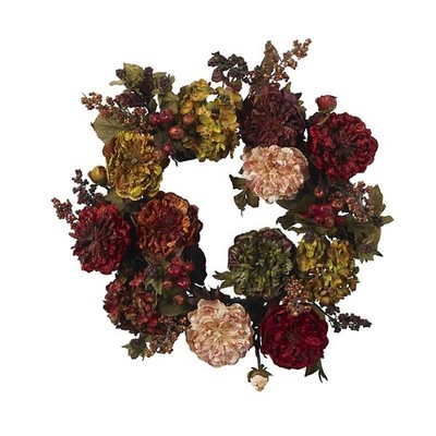 22'' Autumn Wreath Artificial Hydrangea Peony Fake