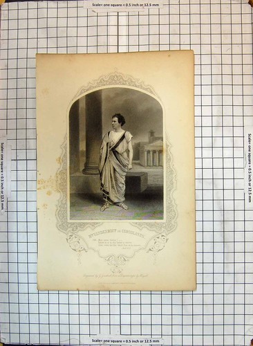 Original Old Antique Print Portrait Vandenhoff Coriolanus Theatre Actor