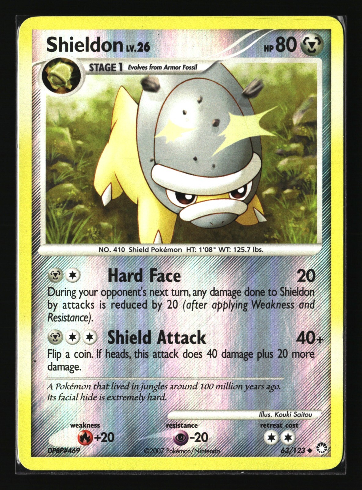 Pokemon SHIELDON 63/123 Reverse Holo (2007 Mysterious Treasures) LP/Light Play