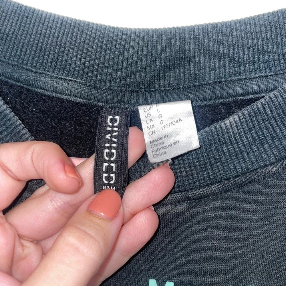 VETEMENTS Felpa H&M Divided Racecar grigia cropped taglia large