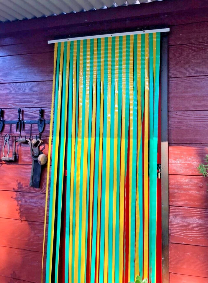Door-Van-Fly-Retro Insect PVC Curtain. Plastic Fly Strip Door 86 x 200cm in G/Y - image 2 of 4