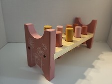 Pounding Bench Wood Toy By Inside Out Toys Pink No Mallet