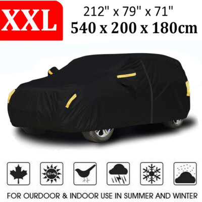NEVERLAND Full Car Cover SUV Waterproof Rain UV Resistant w/Zipper Black