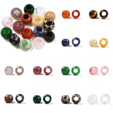 50Pcs Natural Synthetic Gemstone European Beads Large Hole Beads 10 10.5x7.5 9mm