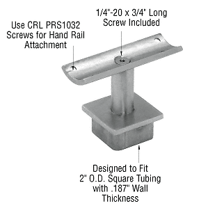 CRL Brushed Stainless Steel 2" Square Post P-Series 180° Fixed Standoff Saddle - Picture 2 of 2