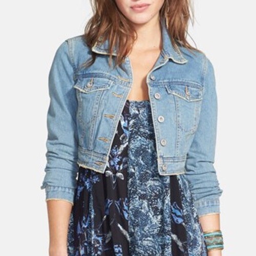 Crop Denim Jacket in Light Wash Size 