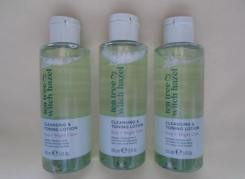 BOOTS Tea tree & Witch hazel daily deeply cleansing & toning lotion 3x 150ml - Picture 1 of 2