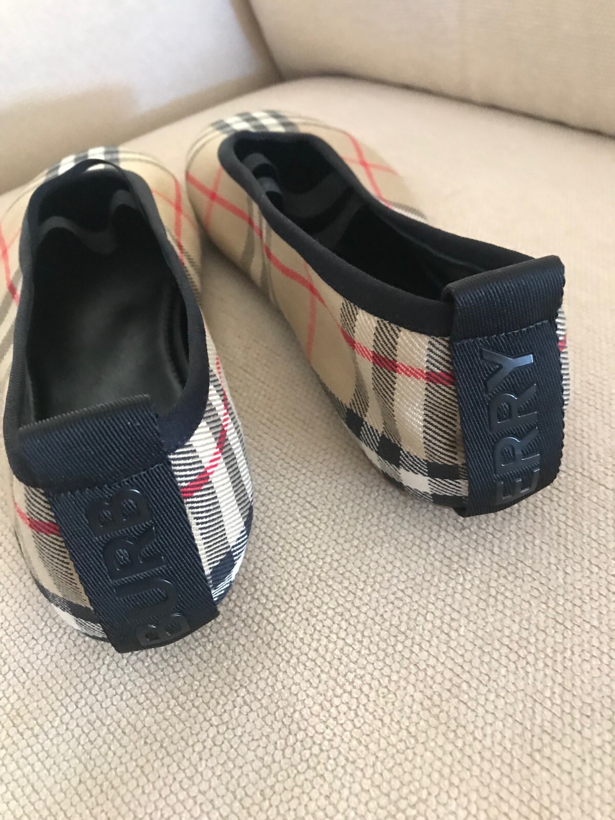 New Auth BURBERRY Shoes Flat Ballerina Grace Women Logo Check Canvas EU37 NWOB thumbnail 12