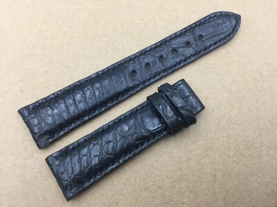 21mm/18mm Black Alligator Crocodile Embossed Leather Watch Strap Band