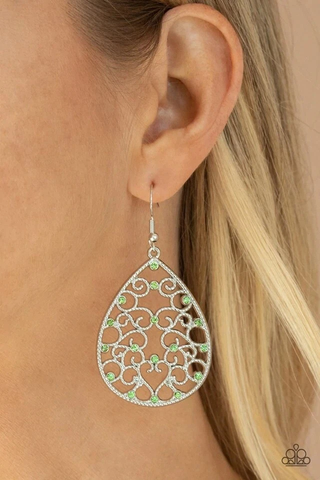Paparazzi green best sale earrings