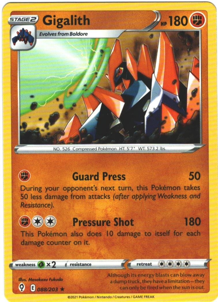Gigalith 88/203 Evolving Skies Regular Rare Pokemon Card TCG 088/203 Pokémon