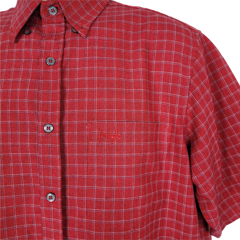Pringle of Scotland Shirt Mens Size Medium Red Plaid Short Sleeve Button Down  - Image 3 of 4