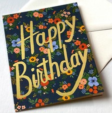 RIFLE PAPER CO Greeting Card  Envelope - "GARDEN BIRTHDAY" Metallic Gold Floral